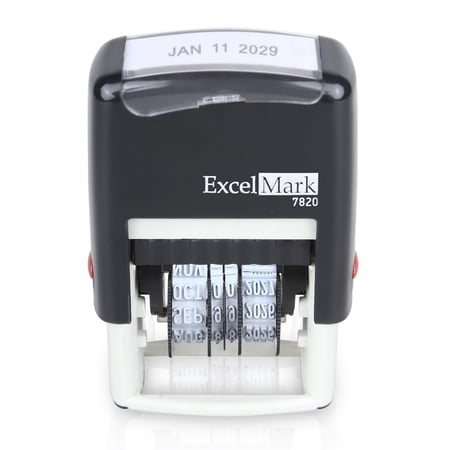 ExcelMark 7820 Self-Inking Rubber Date Stamp ? Great for Shipping, Receiving, Expiration and Due Dates ? Red Ink