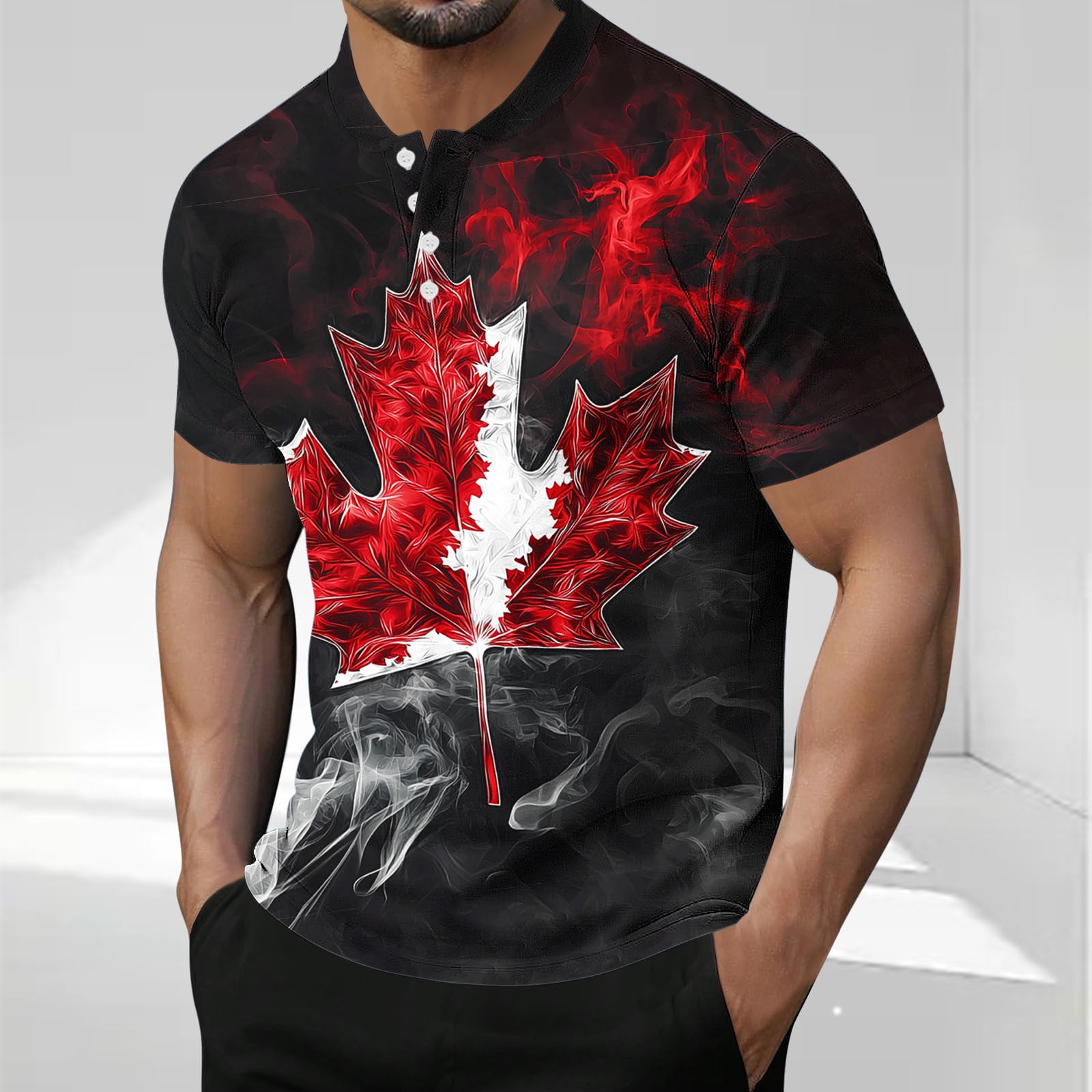 PMVFHDE T-Shirts Graphiques Fête Nationale Canadienne Européenne Feuille D' Érable Imprimée Enfants Décontracté Confortable Tendance Sports Manches Courtes T-Shirt Rouge, 8-9 Ans