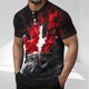thumbnail image 1 of Blusas y camisas de manga corta y cuello redondo para hombre. Blusa informal de poliéster con estampado de cuello redondo y botones de manga corta a la moda para hombre., 1 of 5