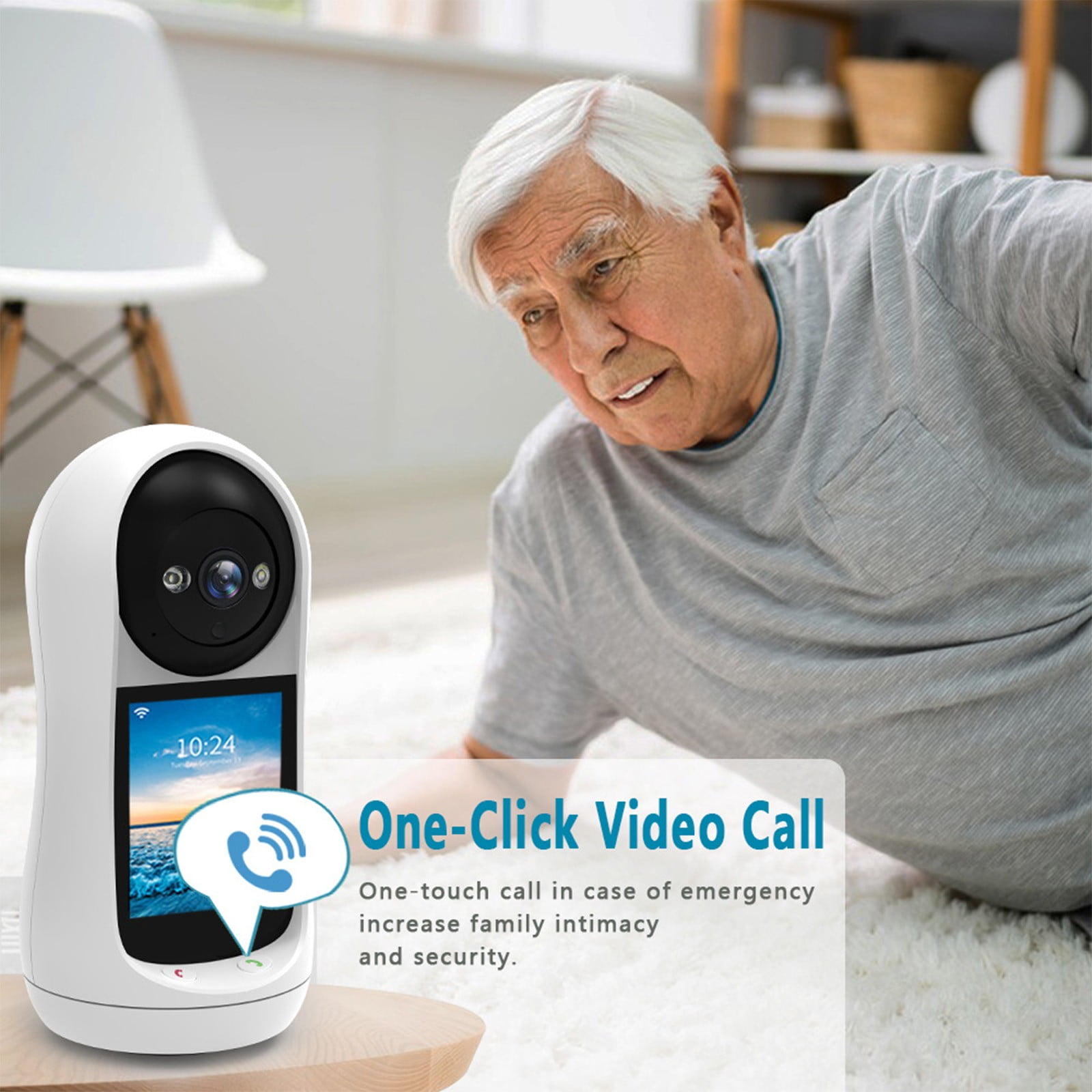 cpengpj Smart Home Camera with Display, Two-way Video Calling, One-Touch Button, White Plastic for Baby Monitor and Elderly Care