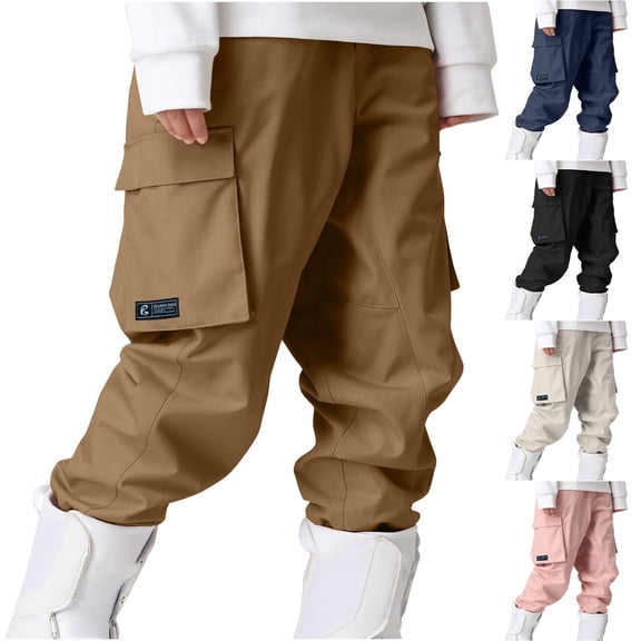 YOIAVIAOY Womens Snow Pants Winter Outdoor Cargo Pant Waterproof Winderproof Snow Suit Mountain Insulated Hiking Ski Pants Pink M