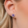 thumbnail image 3 of 14K White Gold Purple Amethyst and White Lab Grown Diamond Martini 3 Prong Secure Screw-Backs Stud Earrings for Women with Removable Jackets | 2.48 Cttw | Gemstone February Birthstone | Round 6MM, 3 of 6