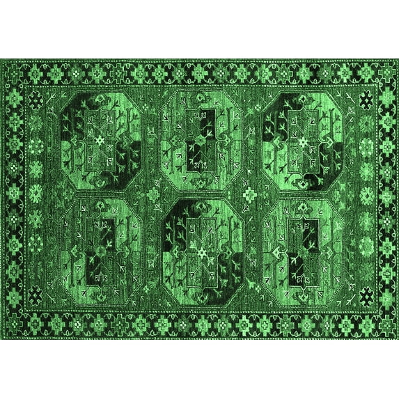 Ahgly Company Indoor Rectangle Oriental Emerald Green Industrial Area Rugs, 4' x 6'