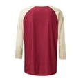 thumbnail image 7 of Delayuji Women Long Sleeve Round Neck Top Solid Color Color Matching Fashion Sleeves Casual T Shirt Red Xl Polyester,Spandex Short Sleeve Shirts for Women, 7 of 7
