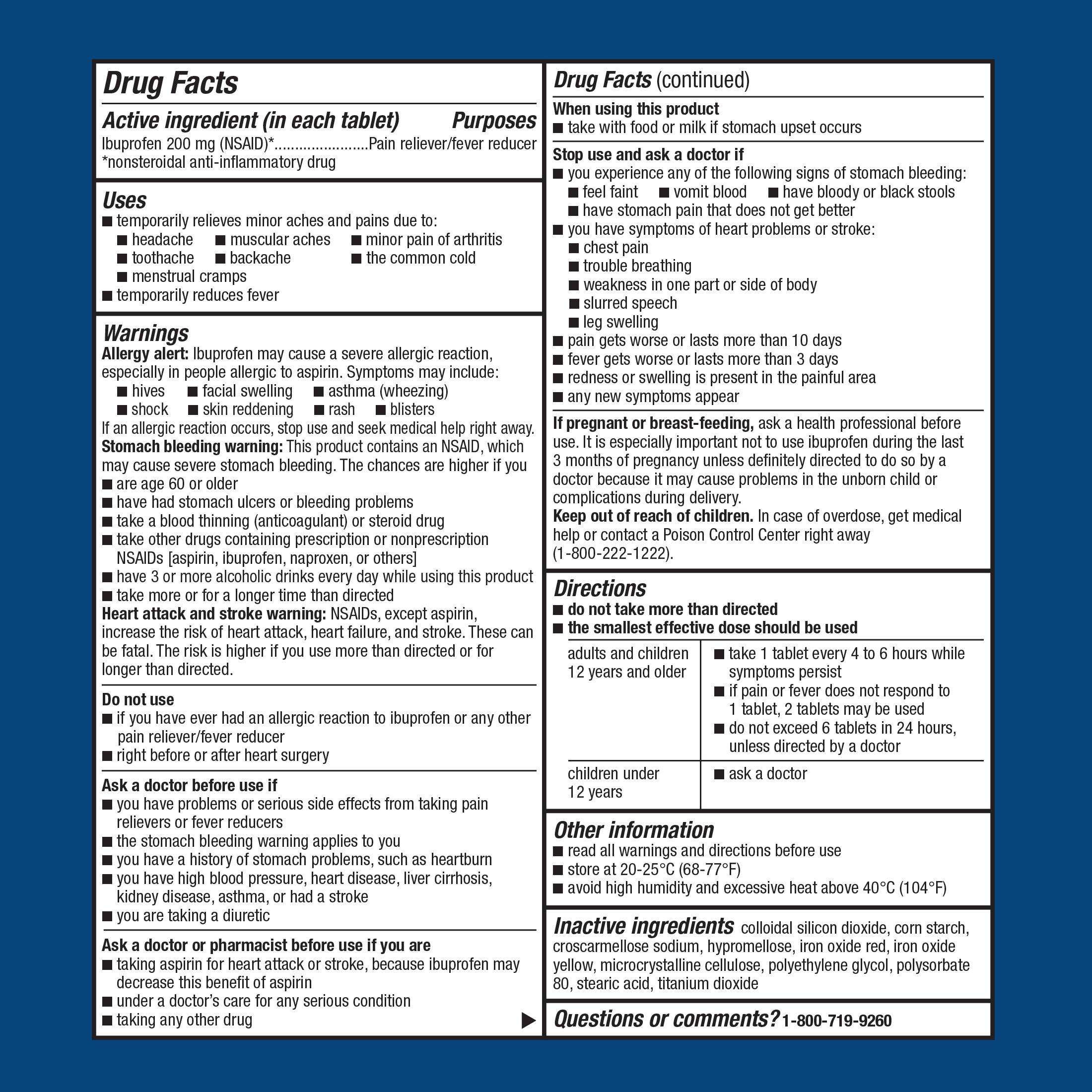 Tabletas de Ibuprofeno para el Dolor y la Fiebre, 200 mg, 40 unidades, comparables al ingrediente activo de Advil 3