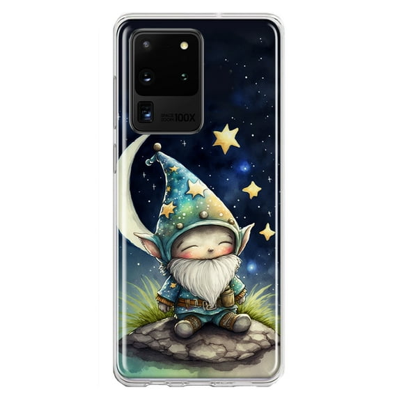 MUNDAZE Samsung Galaxy S20 Ultra Shockproof Clear Hybrid Protective Phone Case Stars Moon Starry Night Space Gnome Cover