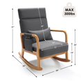 thumbnail image 2 of Solid Wood Rocking Chair, Nursery Upholstered Glider Rocker, Rocking Accent Chair with High Backrest, Pillow and Magazine Side Pocket for Living RoomBedroom Study(1, Grey), 2 of 8