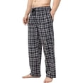 thumbnail image 2 of Bintangor Men's Pajama Pant 100% Woven Cotton Plaid Sleep Elastic Waistband Lounge Wear Long Pjs Black L, 2 of 3