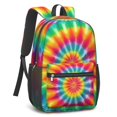 thumbnail image 2 of Pink and Blue Tie Dye Pattern 17" School Backpacks for Teens,Waterproof Oxford Fabric,S-Shape Padded Straps for School,Travel,Hiking,Camping, 2 of 6
