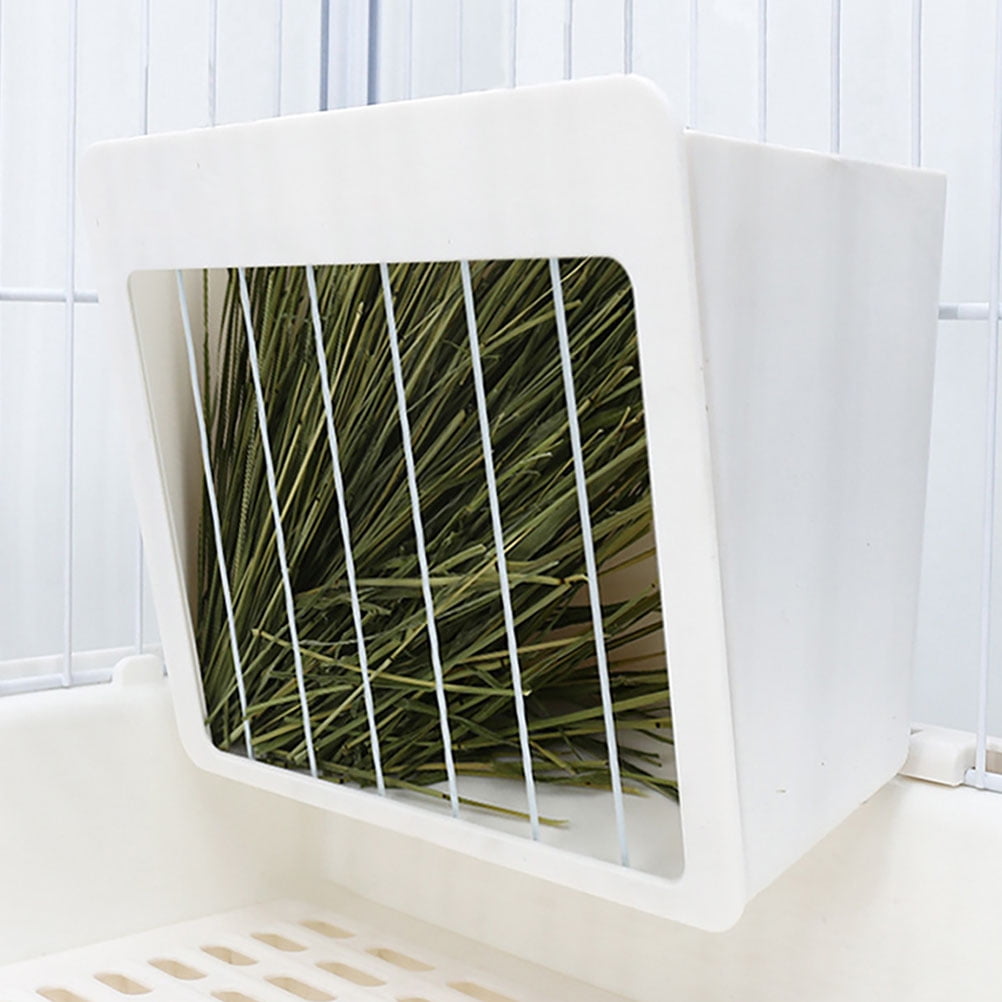 ETEREAUTY Rabbit Hay Storage Holder White Cage Rack for Guinea Pig and Small Pet Feeding
