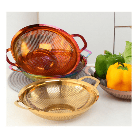 

Stainless Steel Drain Basket Rice Strainers Rice Mesh Filter Vegetable Basket with Handle Kitchen Tool Multicolor