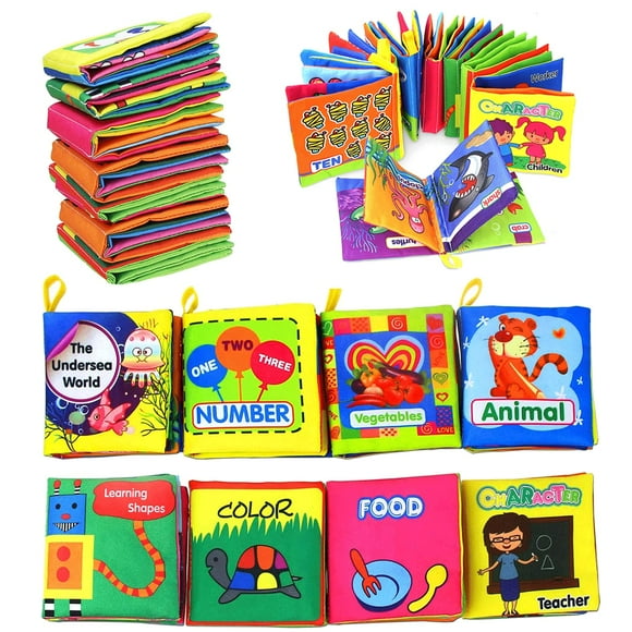 Juego de libros de tela Coolplay Baby, no tóxico, suave, de 3 a 36 meses, 8 unidades