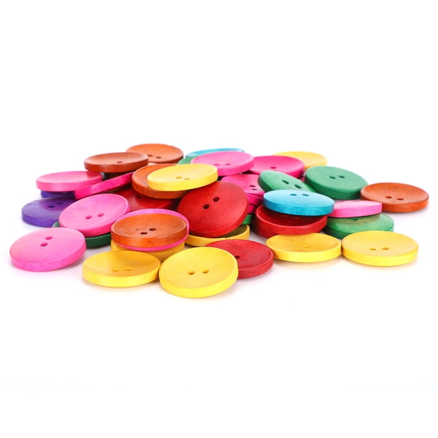 Natural Wood Bowl Shape Colorful Buttons, Sewing Button, Sewing Supplies, For Kids Children