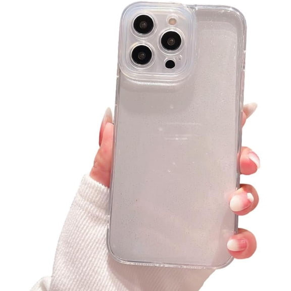 Compatible with iPhone Case,Glitter Bling Sparkly Transparent Clear [ Drop & Camera Lens Protection] Soft Shockproof Cover Phone Case (Clear,iPhone 12 Pro Max)