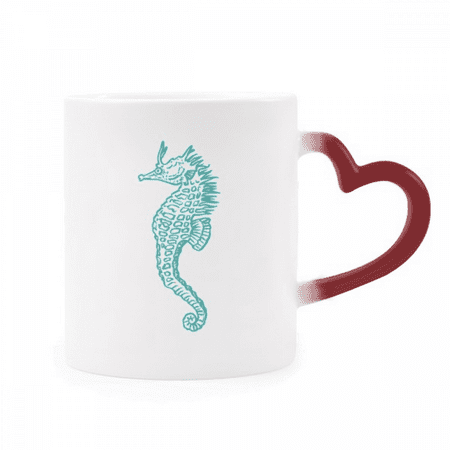 

Hippocampus Marine Life Blue Pattern Heat Sensitive Mug Red Color Changing Stoneware Cup