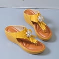 thumbnail image 4 of Wide Sandals for Women,Women's Sandals,Womens Wedge Sandals,Comfortable Sandals for Women,Womans Sandals,Women Summer Casual Low Wedges Sandals Beach Sandals,Yellow,9.5, 4 of 5