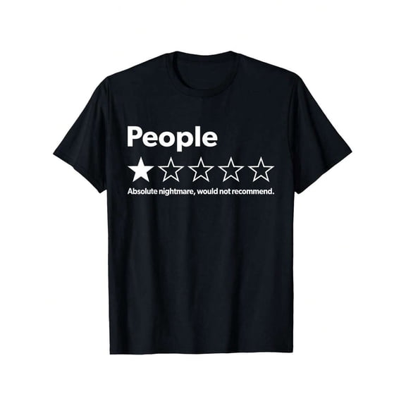 【New Arrival】Funny One Star People Review Introvert Meme Graphic T-Shirt, Unisex Cotton Crew Neck Sarcastic Anti-Social Casual Tee, Sarcasm Novelty Gift