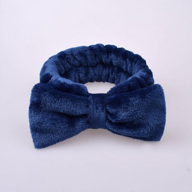 Diadema de felpa con lazo de vellón coral de color liso y simple para mujer, banda elástica para el pelo con desmaquillaje facial, accesorios para el cabello de belleza
