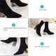thumbnail image 3 of 1 par de botas de calcetín con punta puntiaguda Zapatos de tacón alto grueso para mujer para otoño invierno, 3 of 6