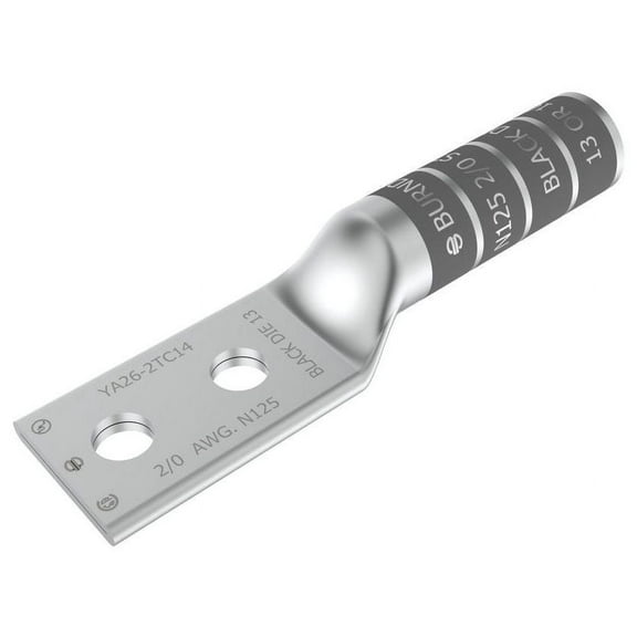 Burndy TwoHoleLugCmprsnConn,Long,Black,13 YA262TC38