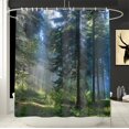 thumbnail image 2 of Misty Forest Sunshine Trees Waterproof Polyester Shower Curtains 72x72in with 12 Hooks, 2 of 7