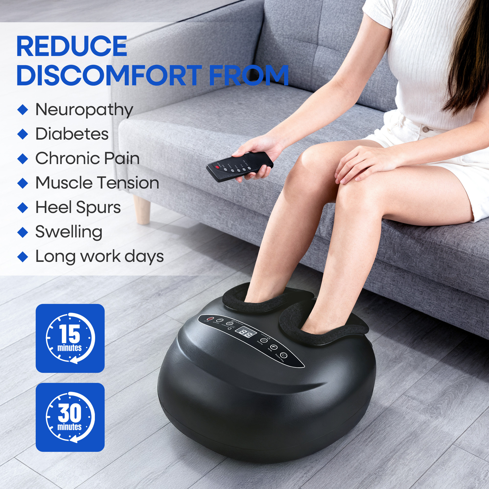 Furnibear Shiatsu Foot Massager Machine with Heat, Rolling, Deep Kneading, Shiatsu Foot Massager,Birthday Christmas Gifts for Mom Dad Women Men
