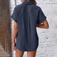 thumbnail image 5 of Jinhomg Women Teacher shirts Shorts Sleeve Casual Button Down Shirts Business Office Work Outfits with Pocket Navy M, 5 of 7
