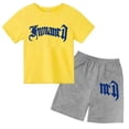 thumbnail image 3 of Ropa para niños con estampado de marca gótica, conjunto de camiseta y pantalones cortos de verano para adolescentes, 2 piezas, manga corta, moda informal para niños y niñas, 3 of 5
