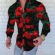 thumbnail image 1 of Camisa de hombre con estampado floral de duende azul y rosa, solapa con hojas estampadas de alta calidad, diseñador de moda 2024, nuevo estilo, camisetas de alta calidad, 1 of 6