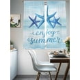 thumbnail image 3 of Enjoy Summer Sheer Curtains 72 Inch Long 2 Panels, Coastal Watercolor Blue Sea Starfish Teal White Light Filtering Rod Pocket Curtains, Sheer Voile Drapes for Living Room Bedroom, 52"x72", 3 of 8