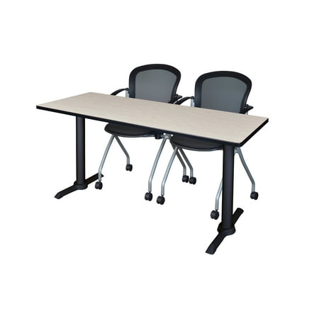 Regency Cain 72 x 24 in. T-Base Training Seminar Table- Maple & 2 Cadence Nesting Chairs
