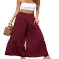 thumbnail image 3 of POINTERTECK Pantalons Larges Amples pour Femmes Taille Haute Couleur Unie Coupe Décontractée Plissée, 3 of 7
