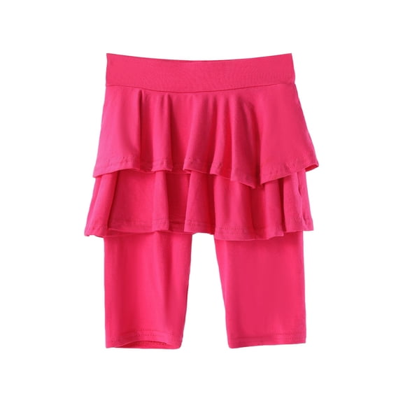 EnJoCho Girls Ruffle Skirt Attached Leggings Pantskirt Skinny Stretch Five Length Skirted Pants Bottoms 4-12 Years Playwear Casual Cute Toddler