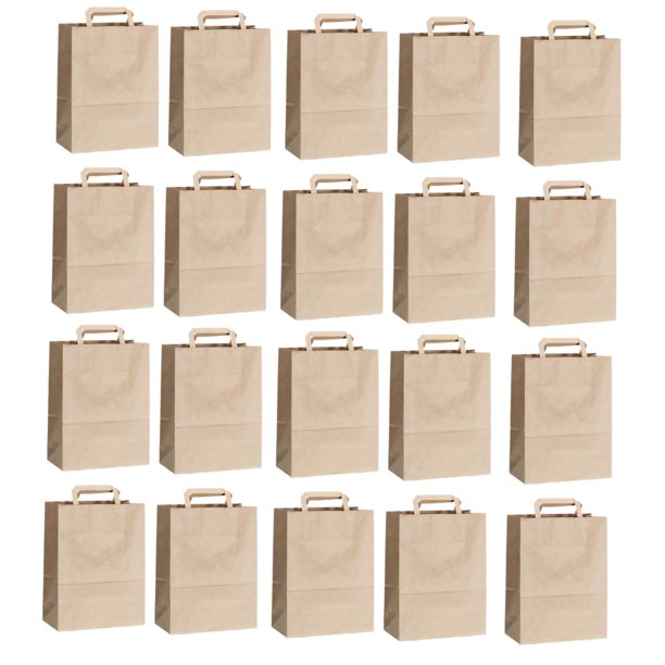 50 bolsas de papel marrón resistentes, bolsas de compra Kraft para fiestas navideñas y cumpleaños. 27x21x11cm