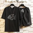 thumbnail image 3 of Conjuntos de pantalones cortos para hombre, ropa nueva a juego, camiseta ajustada para hombre, chándal 5xl, parte superior elástica con gráficos, ropa deportiva holgada, trajes deportivos, 3 of 4