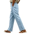 thumbnail image 2 of Cmfcve Summer Women's Gauze Pants Casual High Waist Comfy Lightweight Long Pants with Pockets, 2 of 6