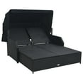 thumbnail image 3 of vidaXL 2-Person Sun Lounger with Canopy Poly Rattan Black, 3 of 5