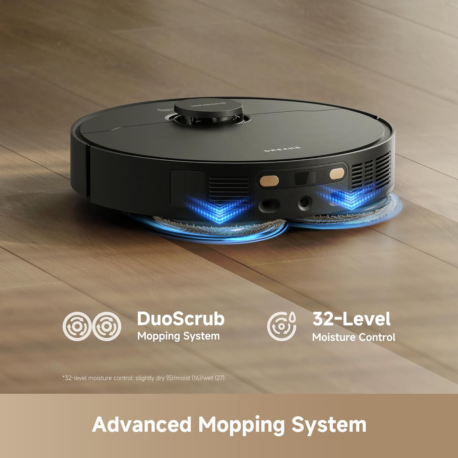 DREAME Robot Vacuum and Mop, 25000Pa Suction, Pet Hair Anti-Tangle, 100 Days Auto-Empty, Self Mop Cleaning & Drying, Mop Extend for Edge Cleaning, Smart Obstacle Avoidance, Voice & App Control,Black