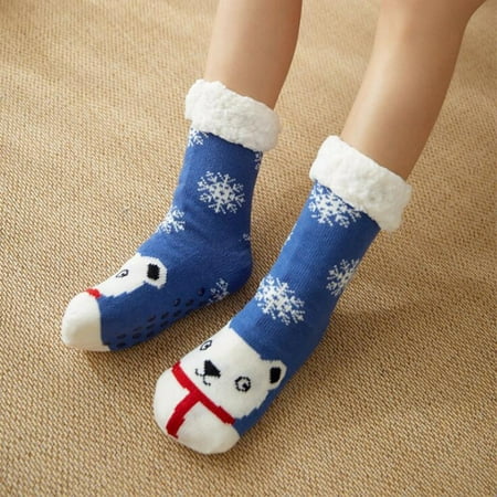 

Ameiqe Fuzzy Socks Cute Colorful Warm Plush Soft Slipper Sock Sleep Stocking For Women Girls(Blue)