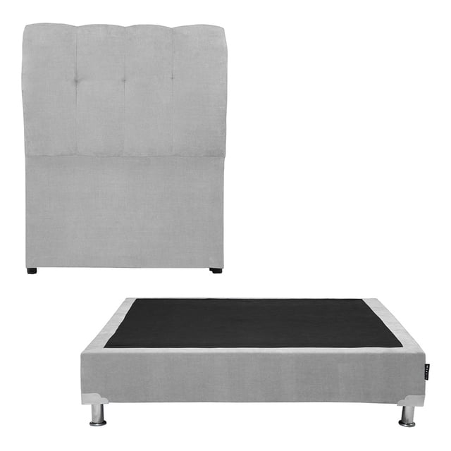 Cabecera Individual Nube + Box Base Cama Gris Ash