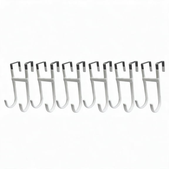 6 Pack White Over The Door Hooks, Curved Double Metal Door Hangers No Drill for Towels Coats Bags Bathroom Bedroom Storage