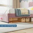 thumbnail image 4 of Senfot Twin Size Upholstered Bed Frame with 2 Storage Drawers, Velvet Princess Platform Bed, Chic Double Wavy Headboard, No Box Spring Needed, Solid Wood Slats Support,Pink, 4 of 6