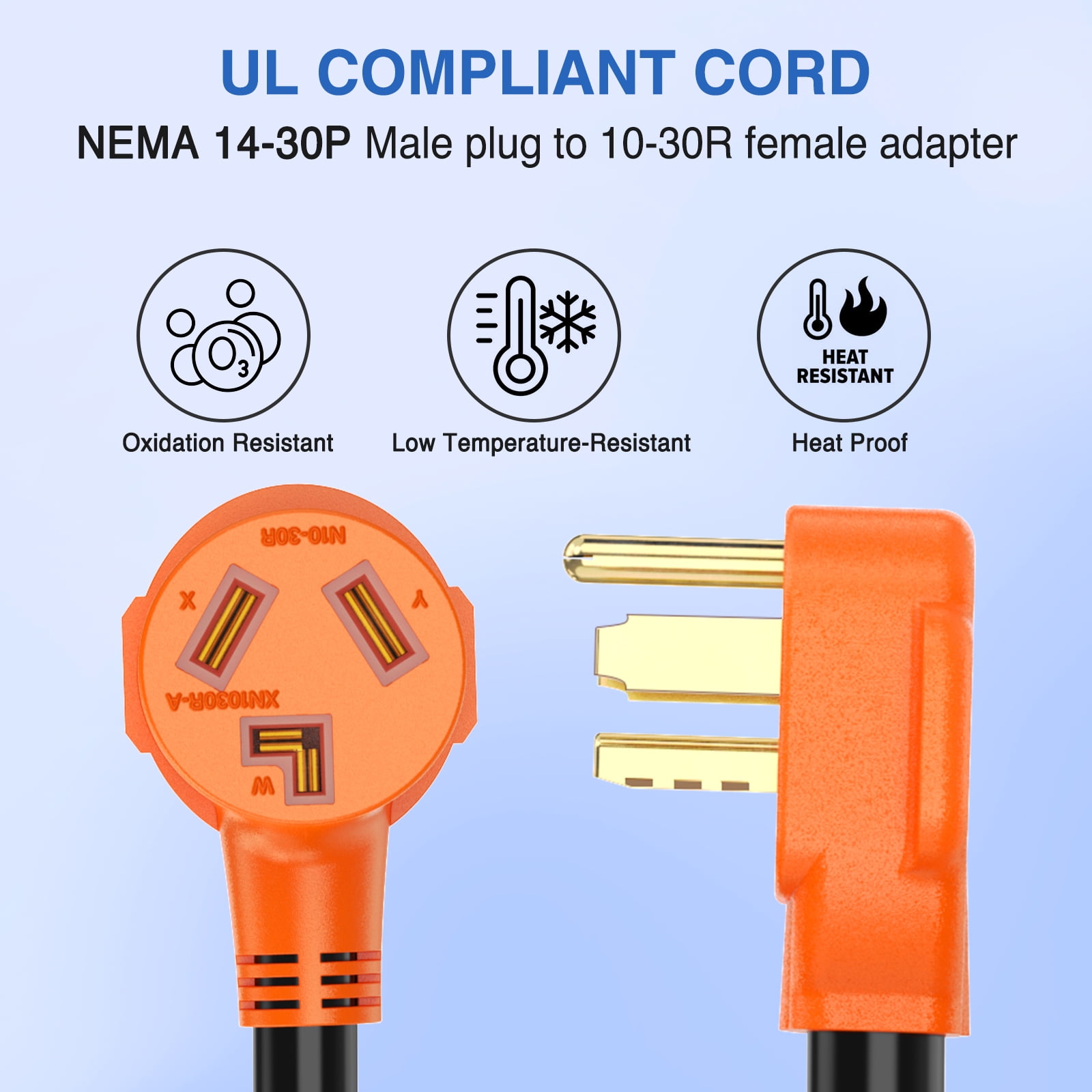 Nilight 30 Amp Dryer Adapter Cord, 4 Prong, 125V/250V, 7500 Watt, Pure Copper, Heavy Duty, 10 Gauge Wire