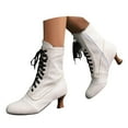 thumbnail image 2 of IUJSOY Womens Lace up Victorian Boots Classic Cap Toe Witch Shoes Fashion Western Ankle Boots, 2 of 9