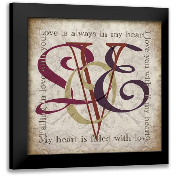 Wolk, Lisa 12x12 Black Modern Framed Museum Art Print Titled - Love and Other Sentiments