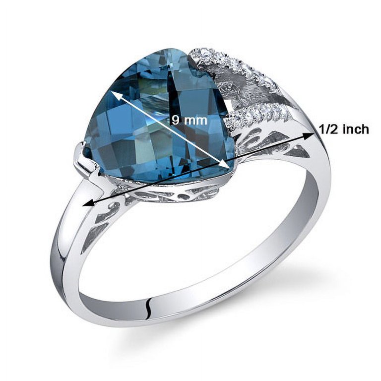 2.75 ct Trillion Cut London Blue Topaz Ring in Sterling Silver