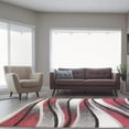 thumbnail image 3 of Waves Pattern Abstract Area Rug Carpet in Ivory Red Grey, 3x10 (2'7" x 9'10", 80cm x 300cm), 3 of 5