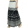 thumbnail image 2 of Bimba Women's Black Block Printed Cotton Elastic Waist Designer Maxi Skirt-S, 2 of 4