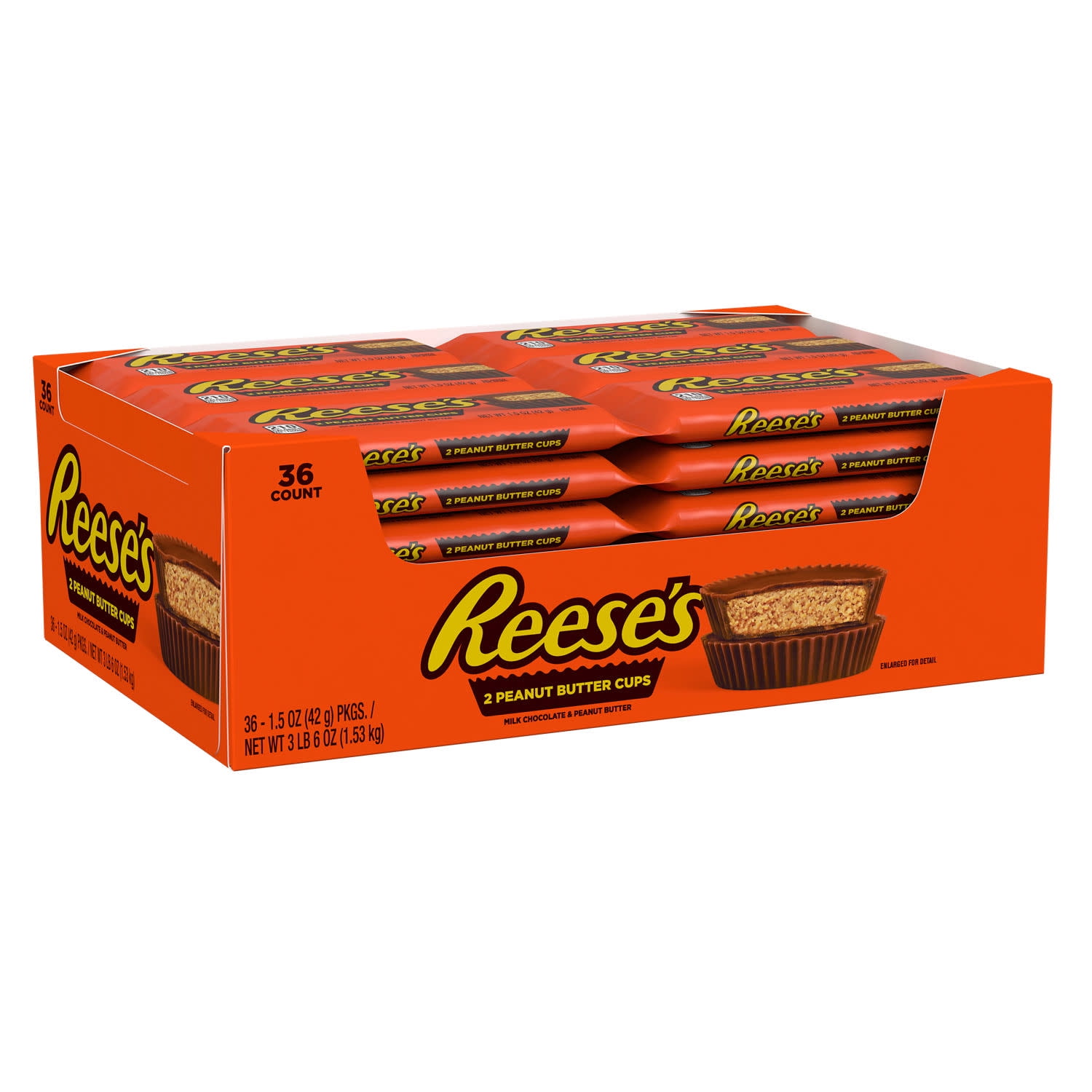 Reese's Milk Chocolate Peanut Butter Cups Candy, Packs 1.5 oz, 36 Count