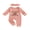 Pink, variant on BemeyourBBs Newborn Baby Girls Football Outfit Rib Knit Romper Rubby Letter Embroidery Long Sleeve Jumpsuit with Headband Set